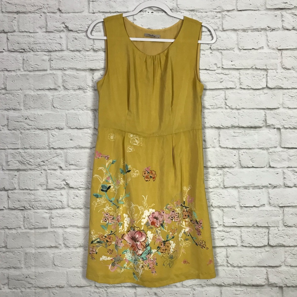 Darling M Mustard Floral Sleeveless Career Dress